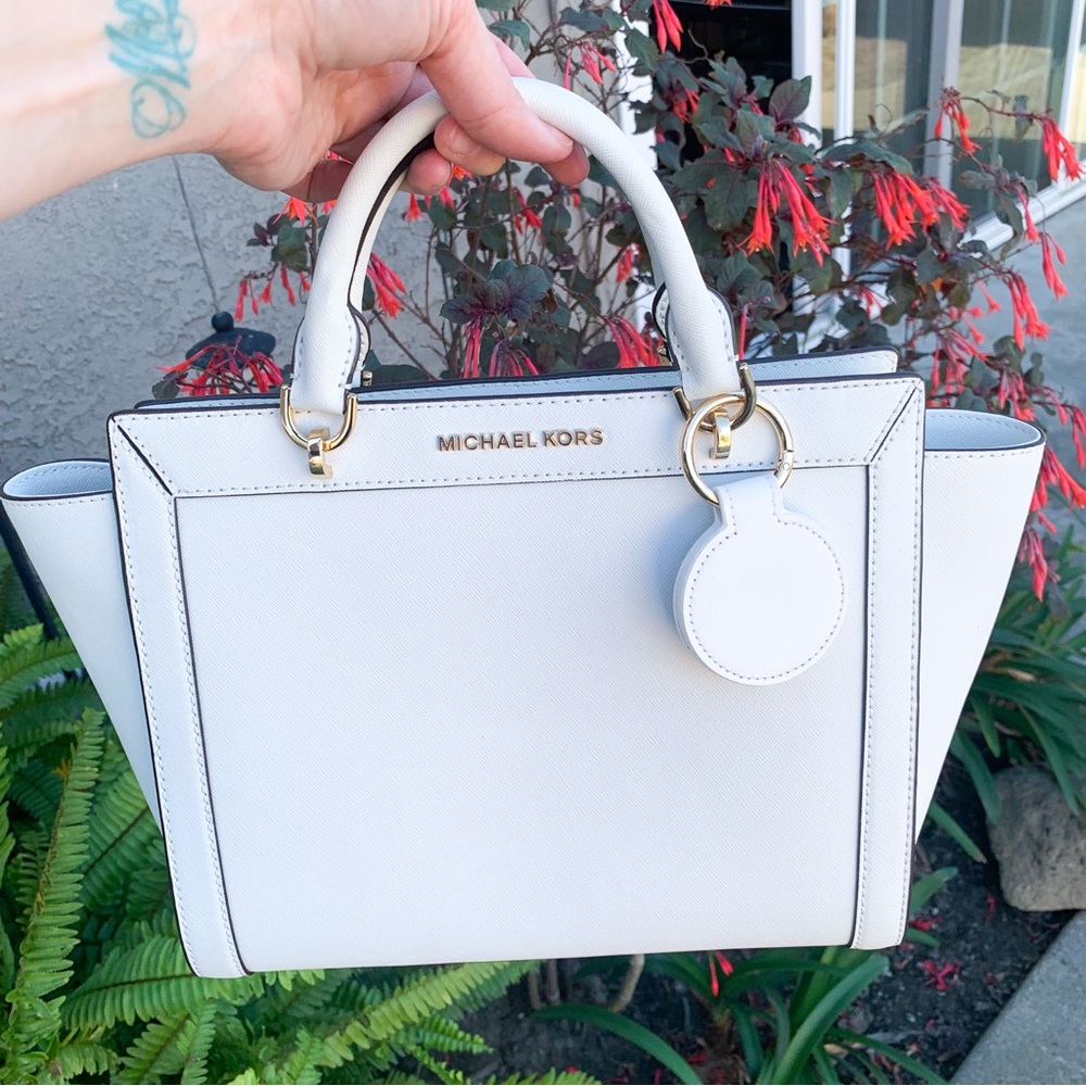 NWOT Michael Kors White Saffiano Leather Crossbody Satchel Bag